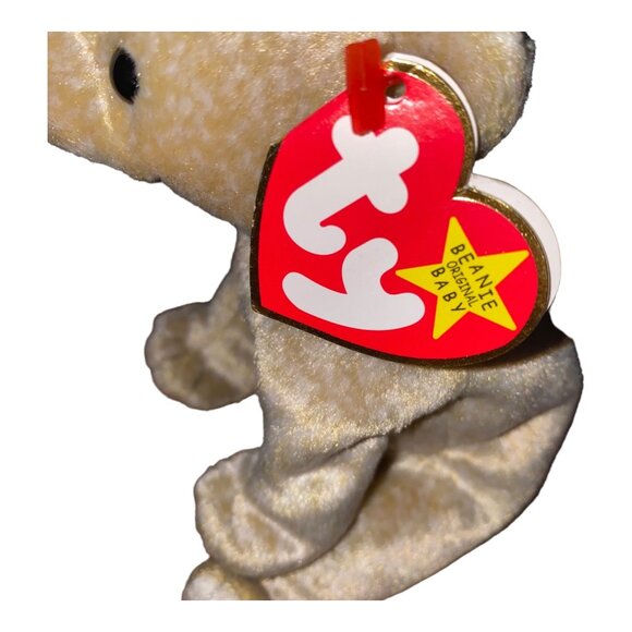 Ty Beanie Baby "Almond" Bear Plush Collectible Toy April 14 1999 Retired Cream T - Picture 5 of 9